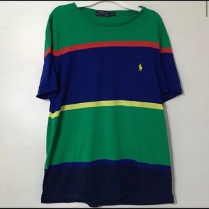 Polo Color Block Striped Tee